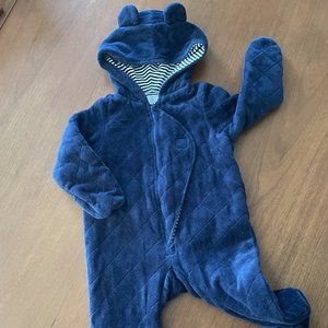Quiltex Quilted Navy Plush Snowsuit Bunting Pram 3-6M
